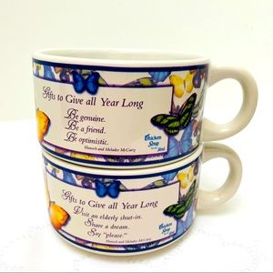 Chicken Soup for the Soul Soup Bowl Set 2Inspirational Quotes Butterfly Pattern